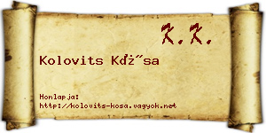 Kolovits Kósa névjegykártya